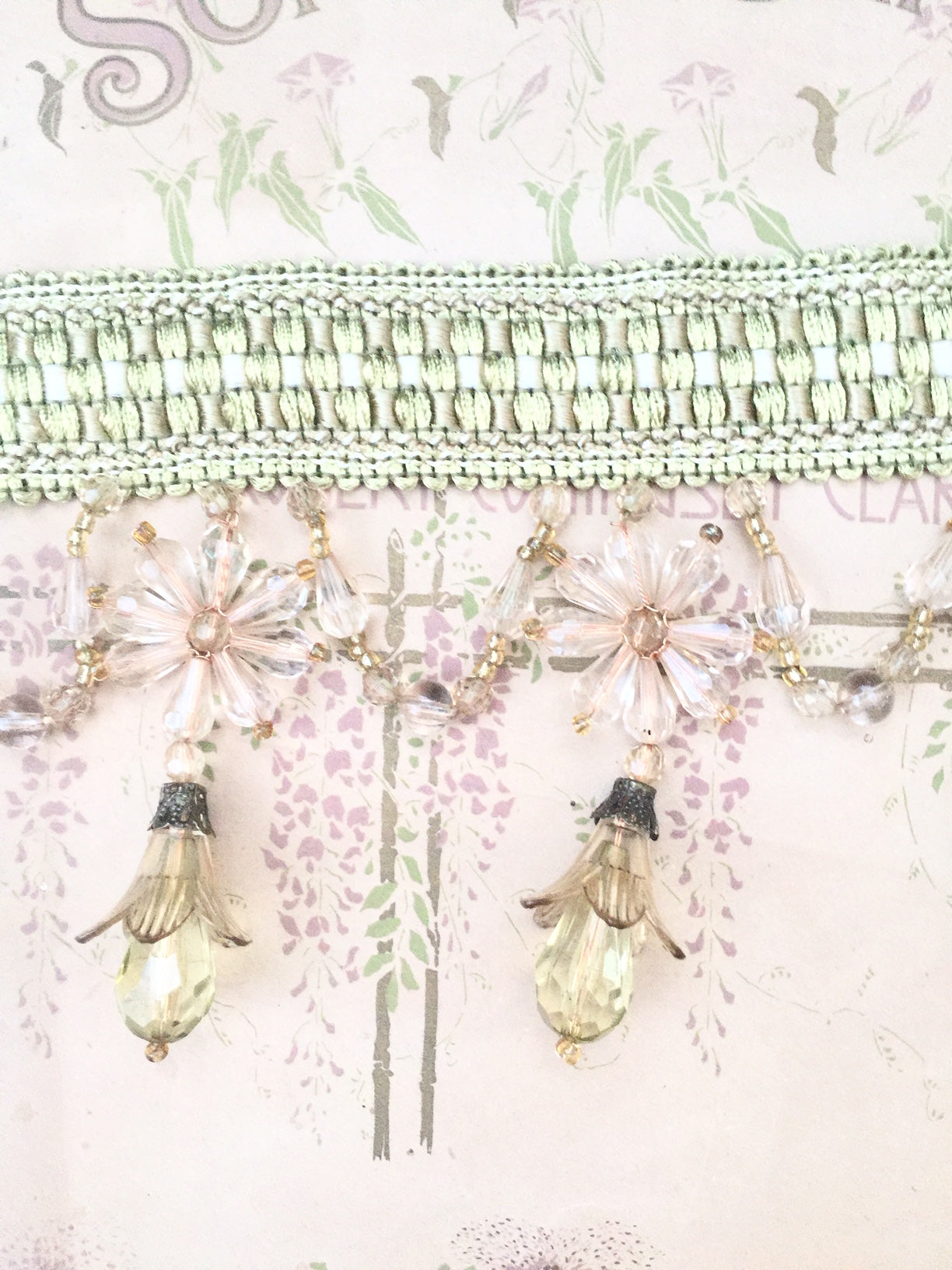 Fairybell flower bead.   Champagne and Olive