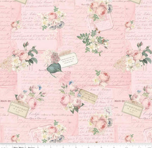 Rose & Violet's Garden fabric. Garden Party. Blush