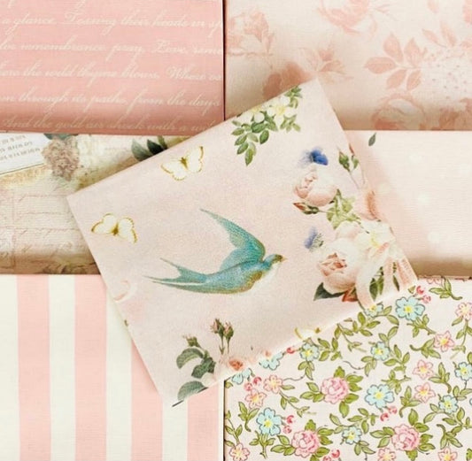 Rose and Violet`s Garden Fabric. Blush Fat Quarter Collection No 6