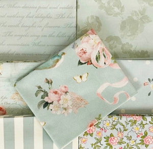 Rose and Violet`s Garden Fabric. Songbird Fat Quarter Collection No 5