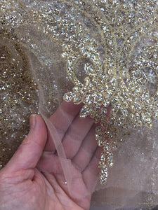 Gold Glittered Lace ... wide scalloped edging