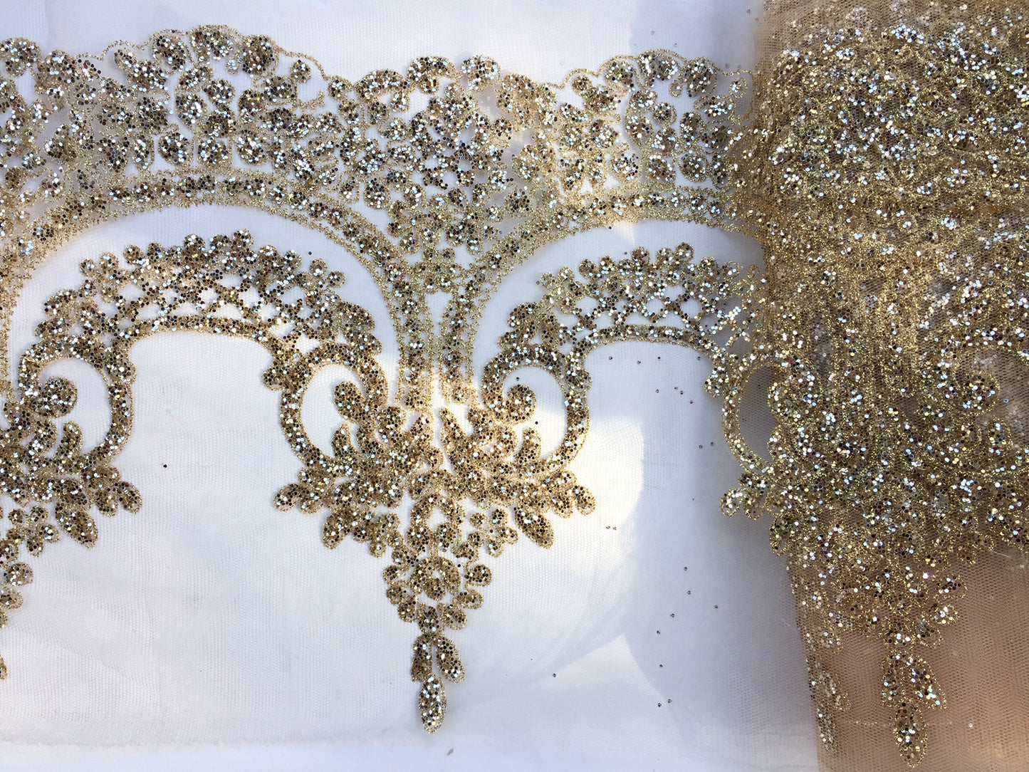 Gold Glittered Lace ... wide scalloped edging