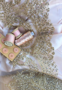 Gold Glittered Lace ... wide scalloped edging