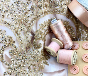 Gold Glittered Lace ... wide scalloped edging