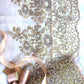 Gold Glittered Lace. Roses and leaves design.