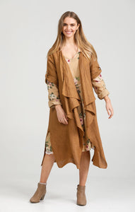 Amelia floral linen dress. Caramel