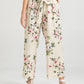 Eva Linen  Floral Pants. Antique Cream