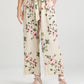 Eva Linen  Floral Pants. Antique Cream