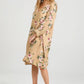 Amelia floral linen dress. Caramel