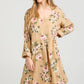 Amelia floral linen dress. Caramel
