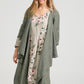 Sabine Linen Duster Coat. Khaki