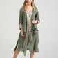 Sabine Linen Duster Coat. Khaki