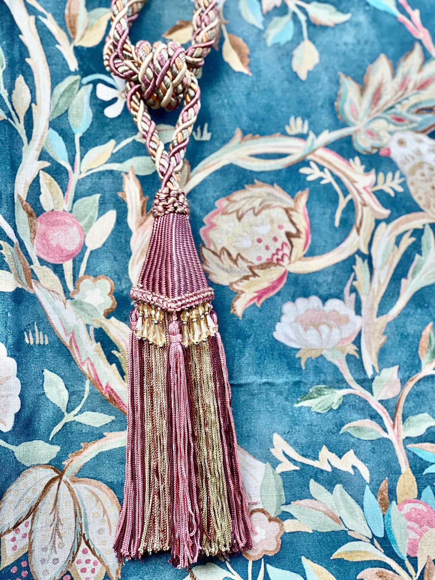 Vintage French Tassel. Dusty Pink and Gold.