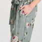 Eva Linen Floral pants. Sage Green