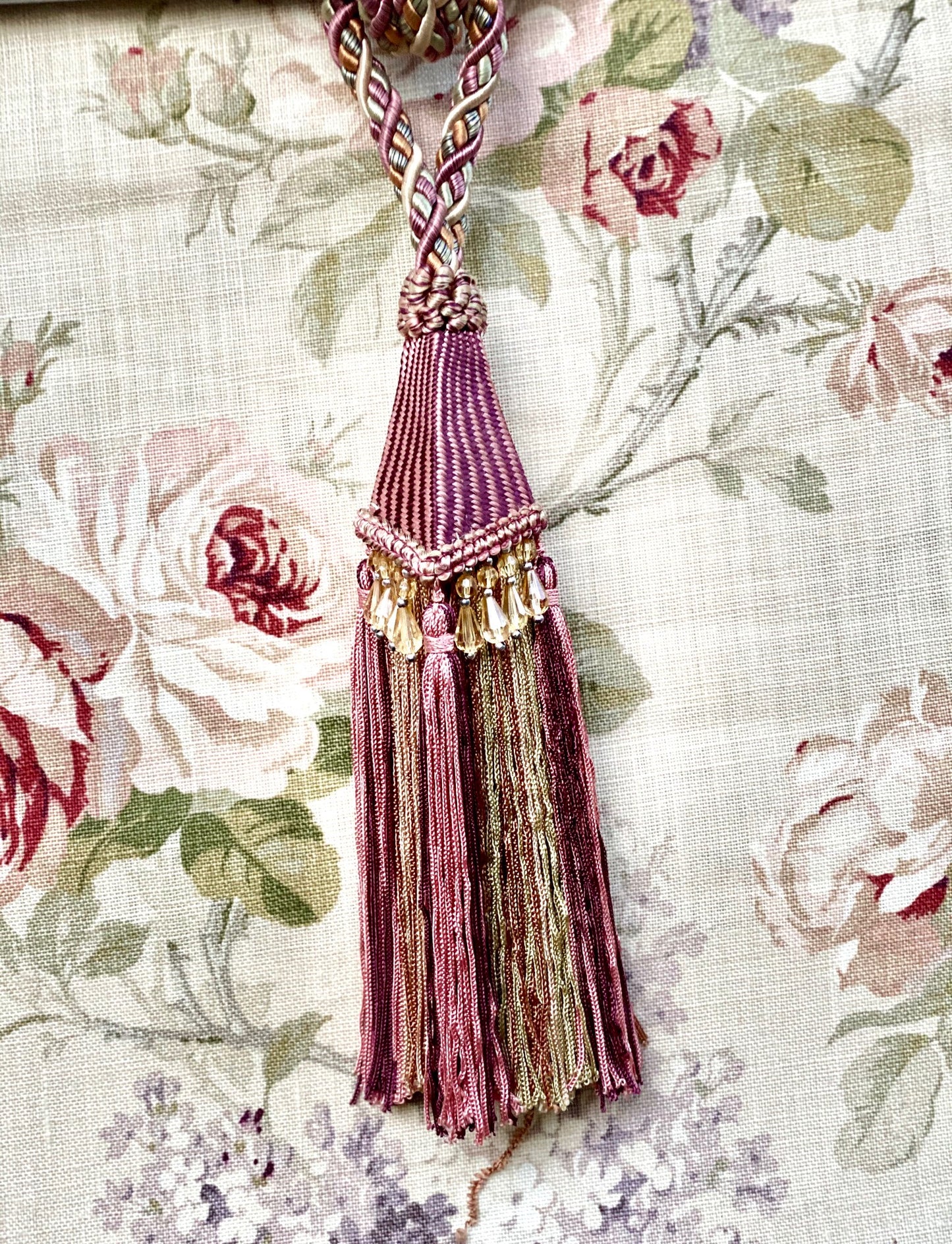 Vintage French Tassel. Dusty Pink and Gold.