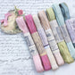 The Watercolour Collection of hand dyed , aged ribbons. Pastel Palace pack 2.