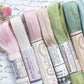 The Watercolour Collection of Hand dyed, aged ribbons. Pastel Palace. Pack one.
