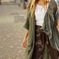 Sabine Linen Duster Coat. Khaki