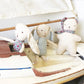 Freddie Bear toy. Blue Polka dot.