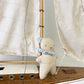 Freddie Bear toy. Blue Polka dot.