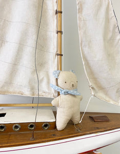 Scout  Bear toy. Blue Polka dot.