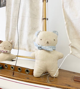 Scout  Bear toy. Blue Polka dot.