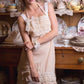 Miss Violet`s linen and lace apron. Blush.