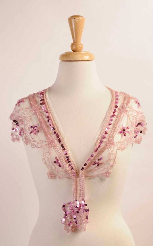 Beaded sequin shawl. Pink