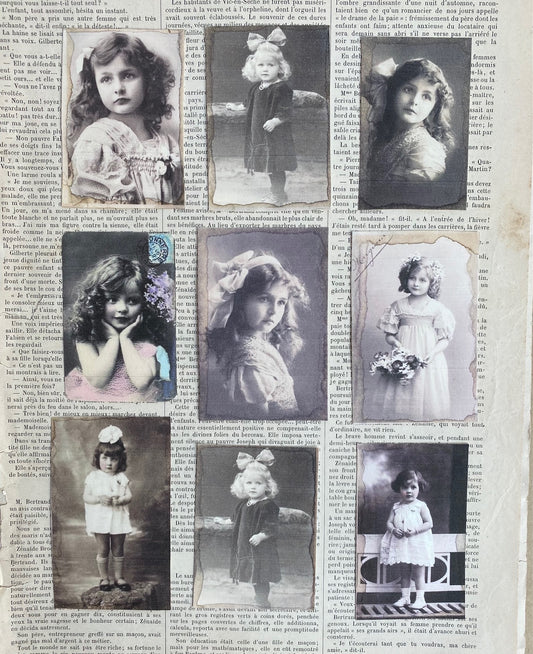 Vintage girl postcard collection. set of 9