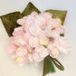 velvet hydrangea posy pale pink. millinery bouquet. millinery supplies.