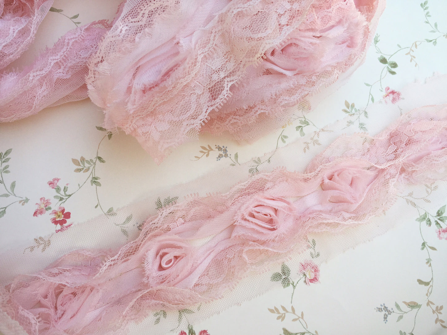 chiffon and lace rose trim