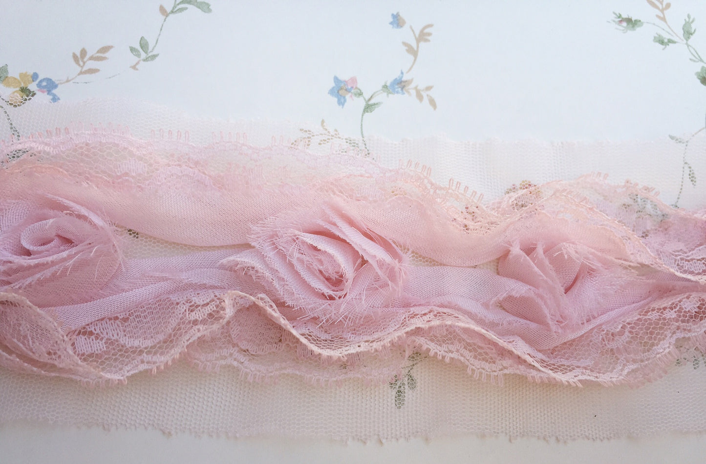 chiffon and lace rose trim