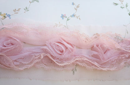 chiffon and lace rose trim