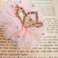 tulle diamante Princess crown clip / baby band  pink.