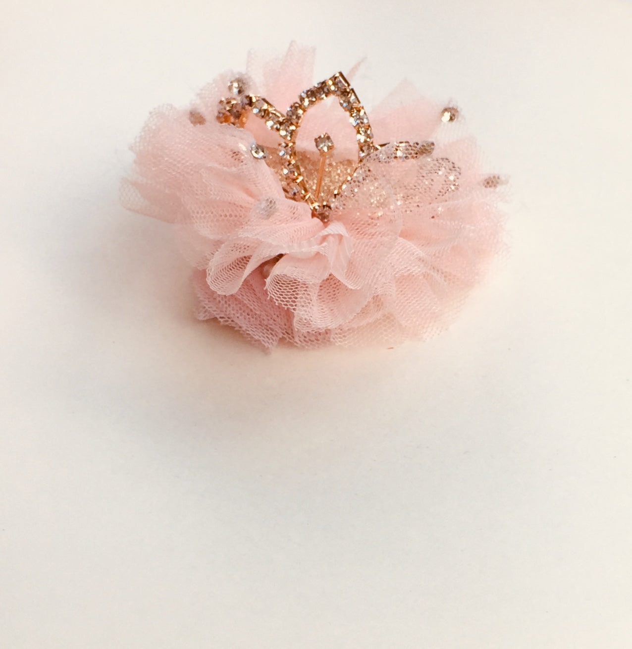 tulle diamante Princess crown clip / baby band  pink.