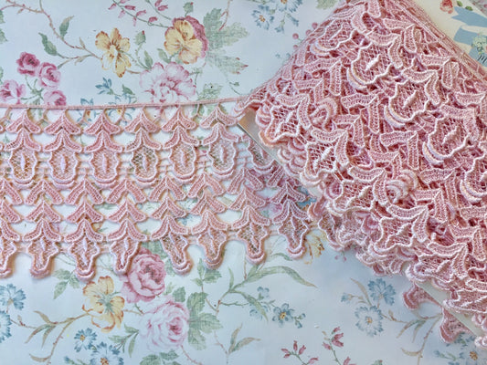 Guipure lace .  vintage pale pink.