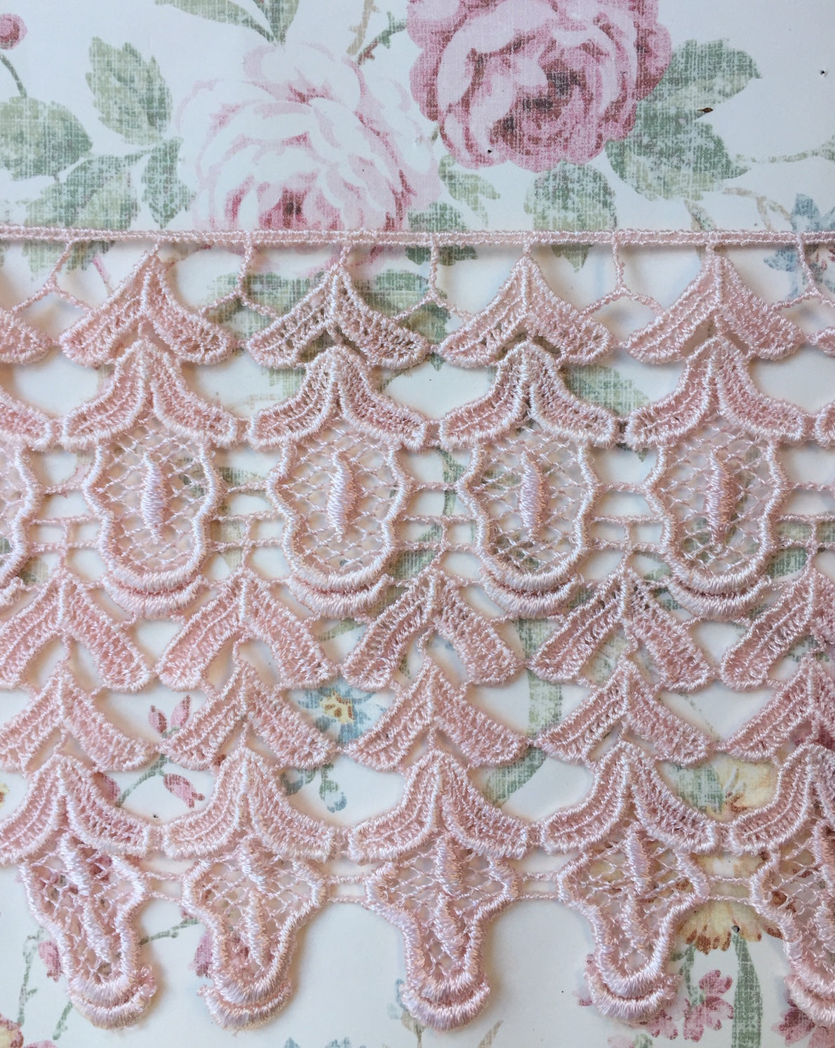 Guipure lace .  vintage pale pink.