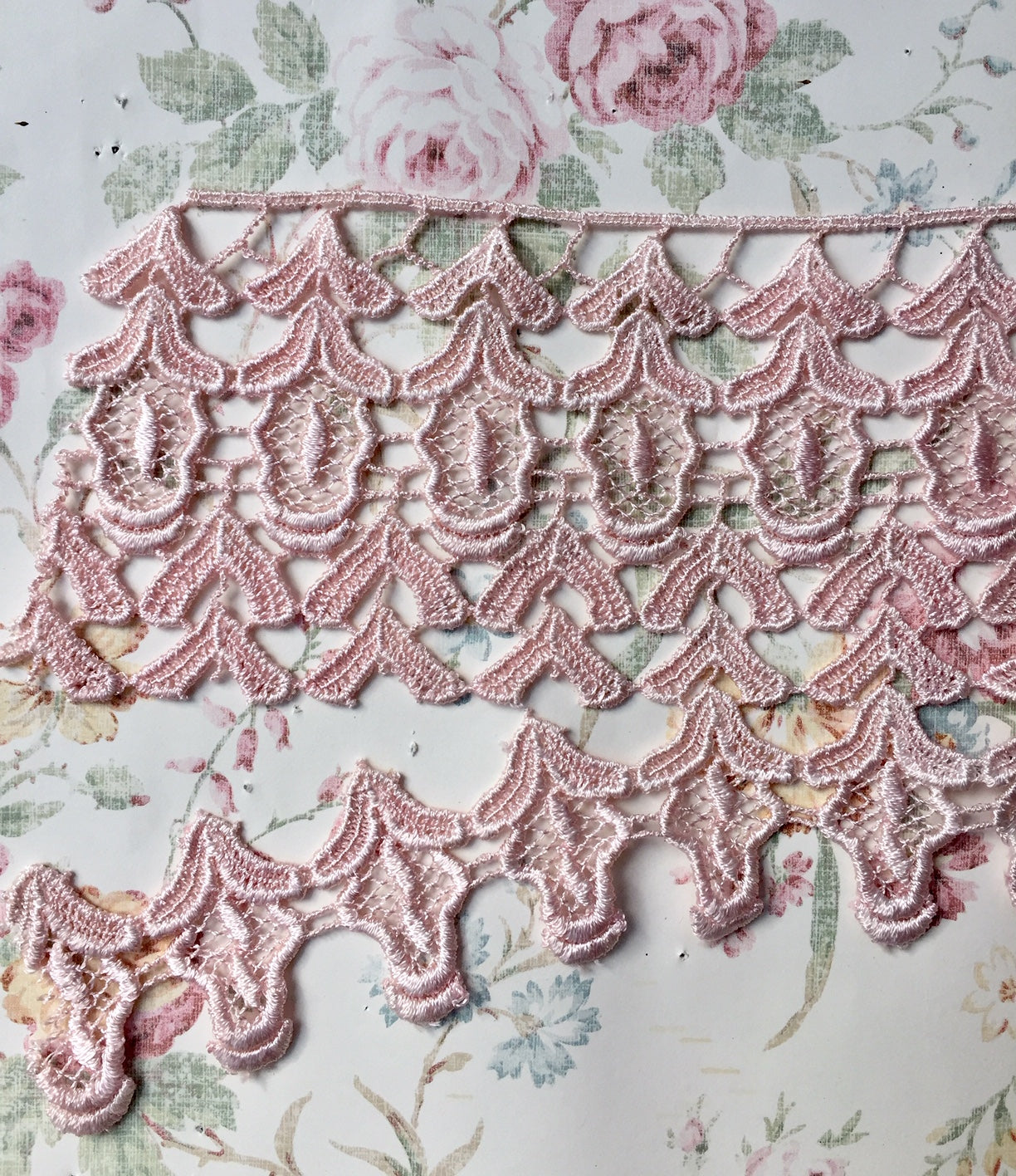 Guipure lace .  vintage pale pink.