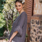 Ellie Lace ruffled Linen top. Charcoal
