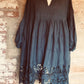 French cotton smock. pink scalloped lace.