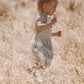 Linen and lace romper. Natural.