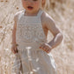 Linen and lace romper. Natural.