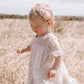 Heirloom Cherub Lace baby dress . Blush & cream