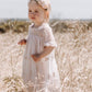 Heirloom Cherub Lace baby dress . Blush & cream