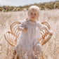 Heirloom Cherub Lace baby dress . Blush & cream