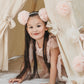 Tulle Pom Pom Garland Bunting 9 balls., Pink and Cream