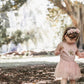 Pink Tulle Star Romper with skirt. Pale pink