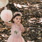Hanging Tulle Pom Pom. Pink and cream.