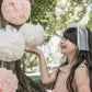 Hanging Tulle Pom Pom. Pink and cream.