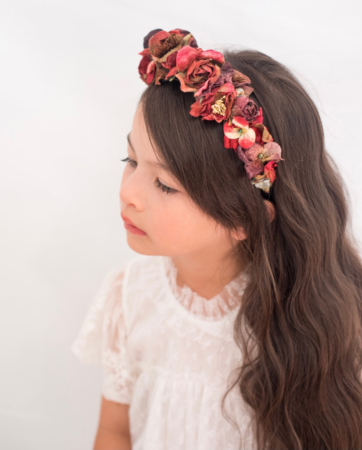 Sabrina Floral headband. Pink. Jewel colours.